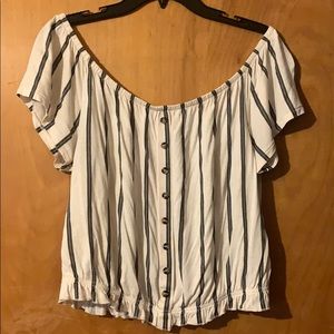H&M WOMENS OFF SHOULDER SHIRT SZ: L